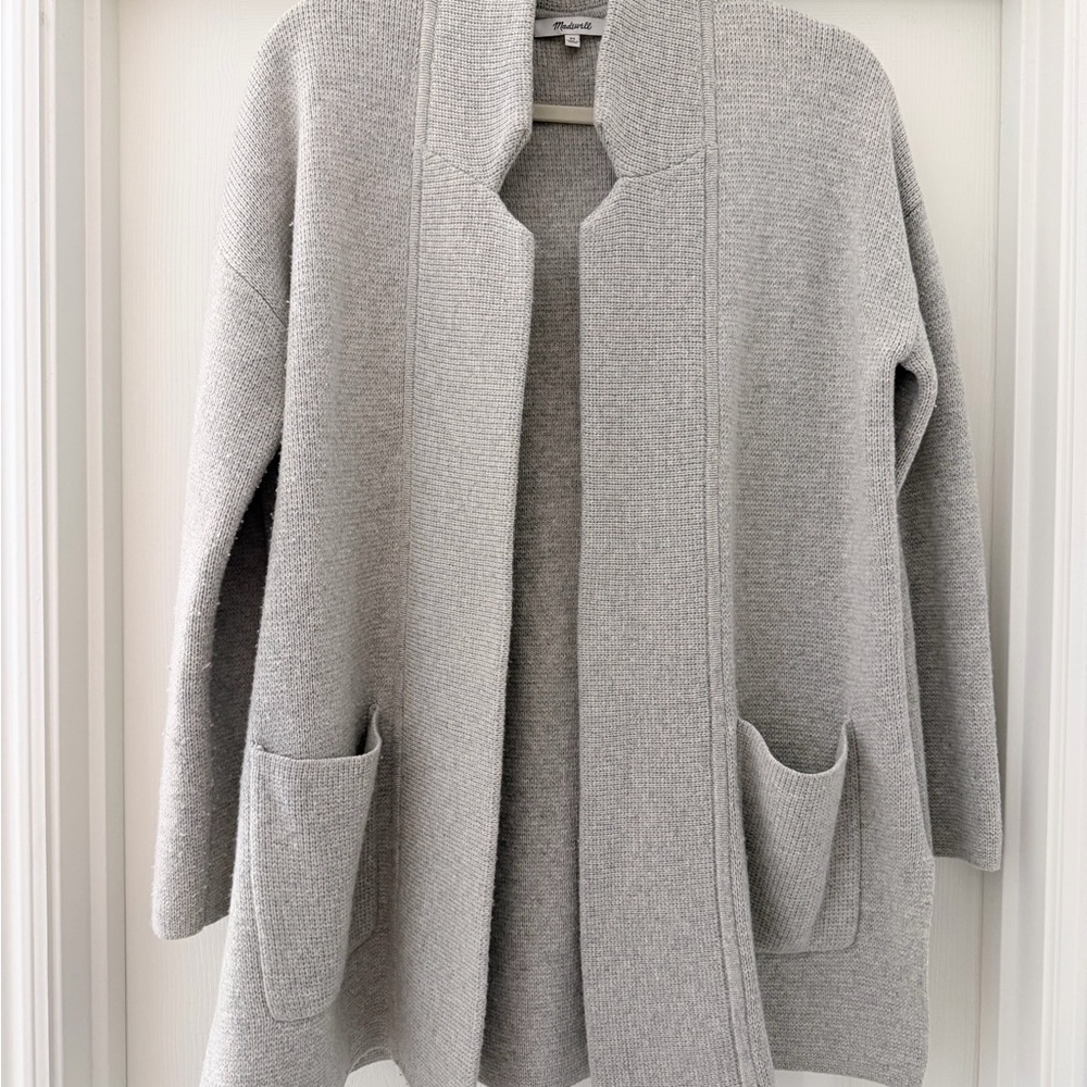 Madewell Open-Front Pocket Cardigan Sweater - Light Gray